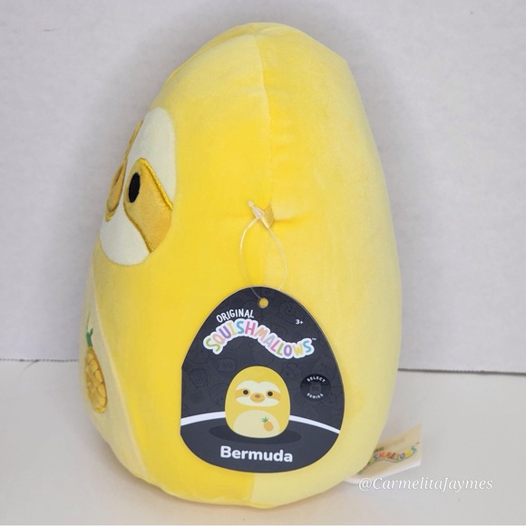 🖤 BERMUDA 🦥 Yellow Pineapple Scented Sloth  SELECT SERIES Squishmallow NWT 🖤 - Picture 3 of 9